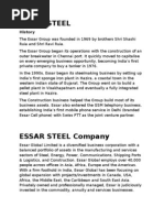 Download Essar Steel Project on HR policy by s2410 SN18009987 doc pdf