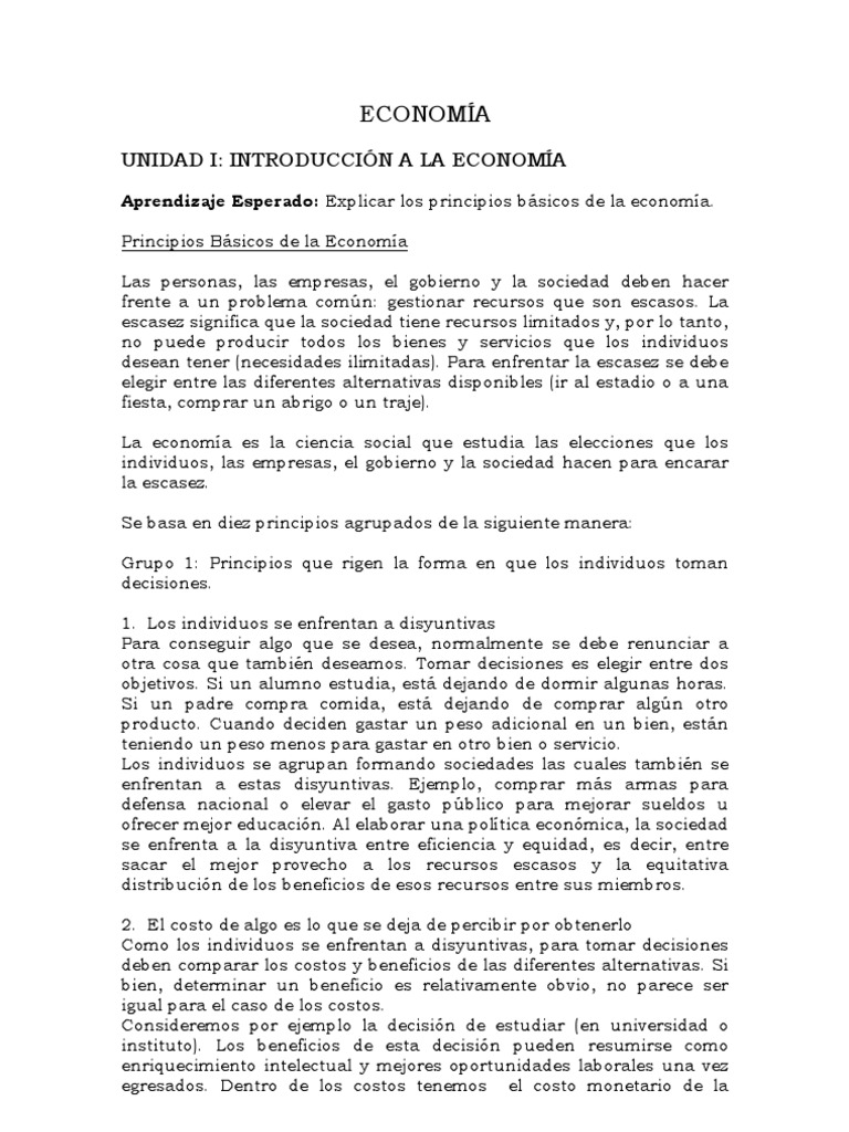 Principios (10) de Economía