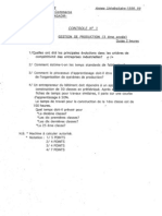 gestion de production - contrôle continu 1998-1999