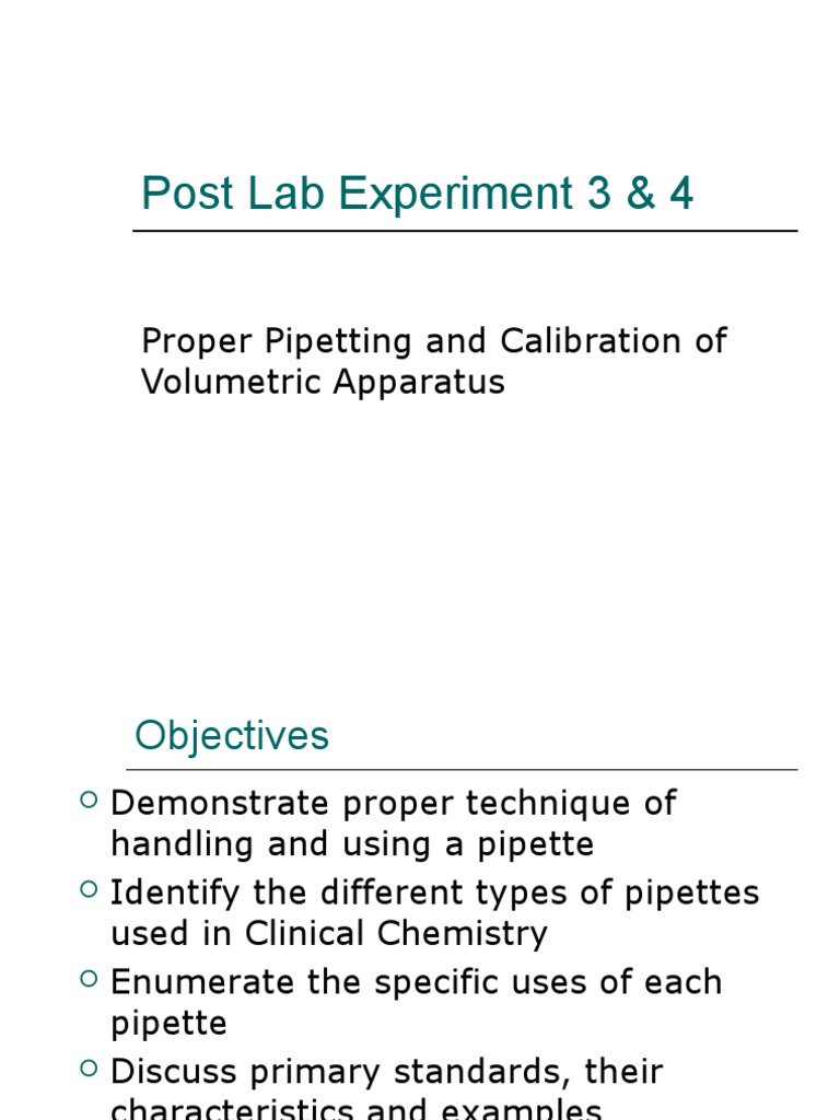 Pipetting Post Lab PDF Chemical Substances Chemistry