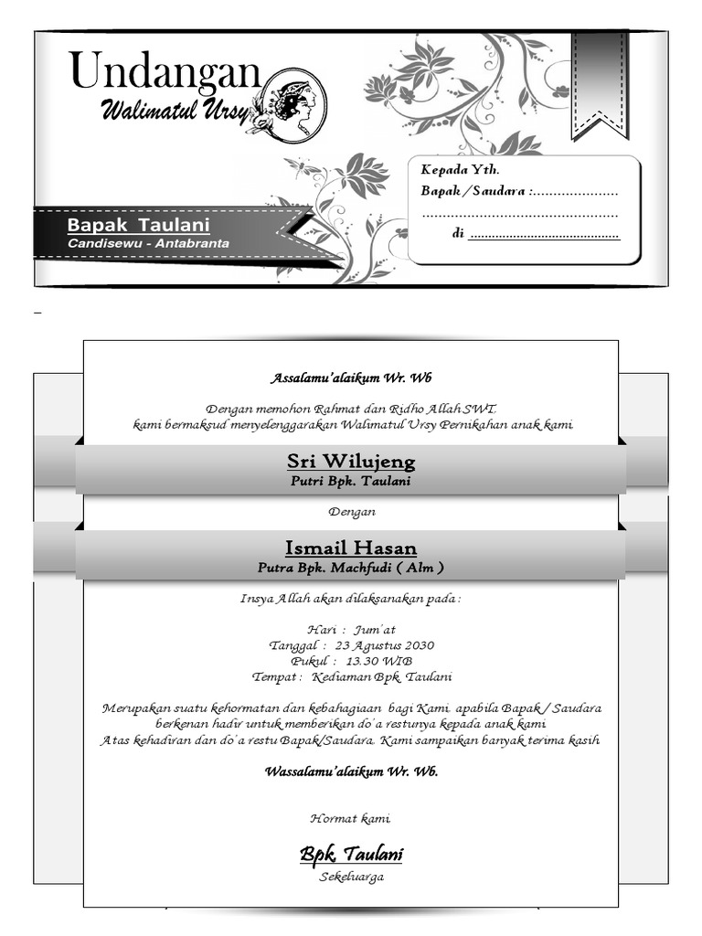 68 Contoh Undangan Walimah Khitan Gratis