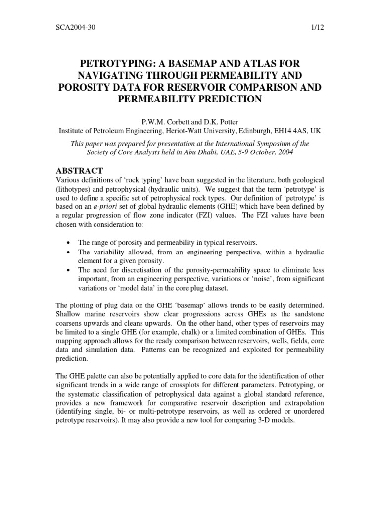 Petrotyping Flow Zone Indicator (FZI) & Permeability PDF Porosity
