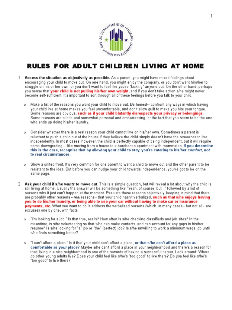Rules for Adult Children Living at Home