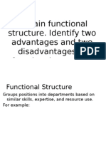 Explain Functional Structure. Identify Two Advantages and Two Disadvantages of Functional Structure