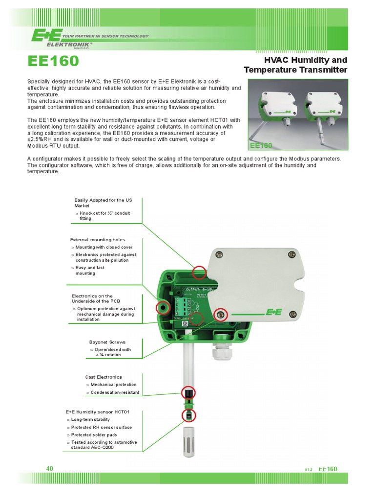 Especificaciones Datasheet Sensor de Humedad y Temperatura EE160 | PDF ...