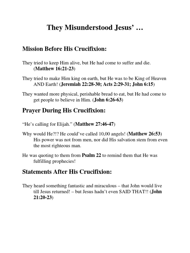They Misunderstood Jesus | PDF | Religion & Spirituality
