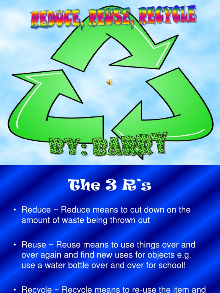 Reduce Reuse Recycle Ppt Template Free Download