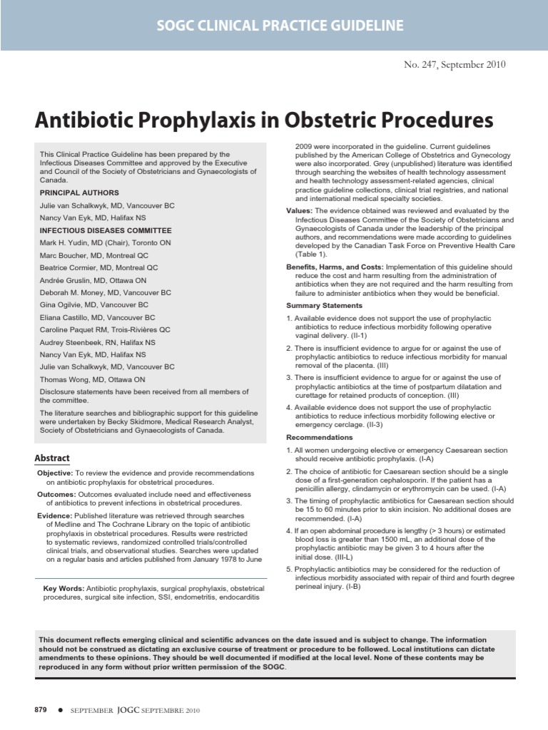Antibiotic Prophylaxis in Obstetric Procedures Caesarean Section