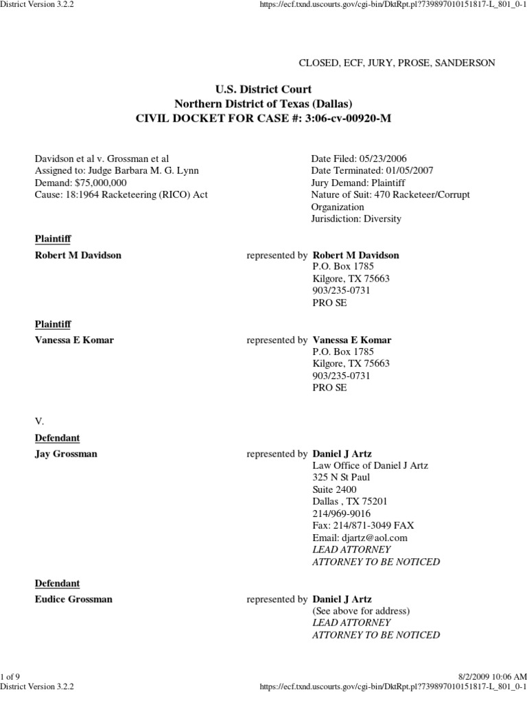 federal-pacer-docket-ndtx-davidson-v-grossman-federal-rules-of-civil