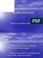 CONSUMER MEMORY AND COGNITIVE LEARNING