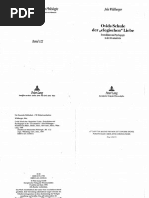 Jula Wildberger Ovids Schule Der Elegischen Liebe Erotodidaxe Und Psychagogie 1998