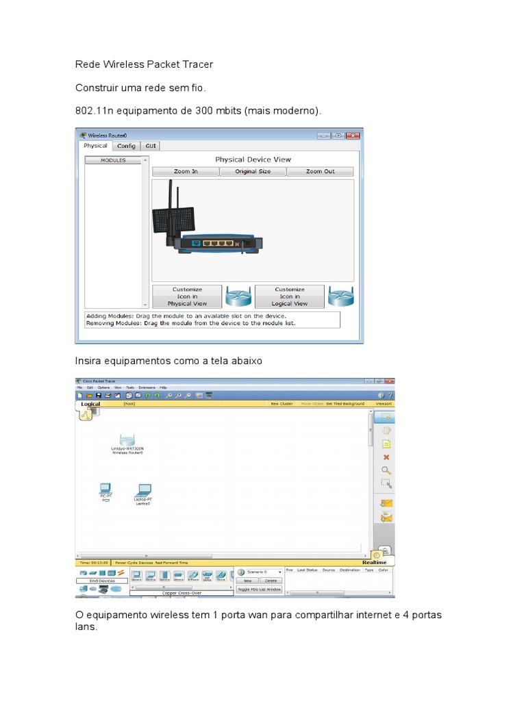 Rede Wireless Packet Tracer | PDF | Sem fio | Roteador (informática)