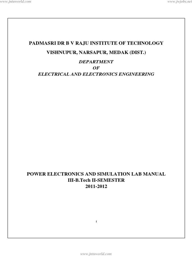 Power Electronics Lab Manual for EEE | PDF | Field Effect Transistor ...