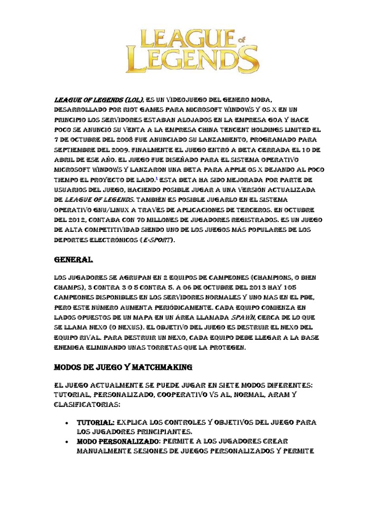 League Of Legends Pdf