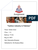 Assignment: "Fashion Industry in Pakistan"