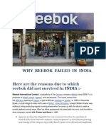 REASONS FOR REEBOK'S FAILURE IN INDIA