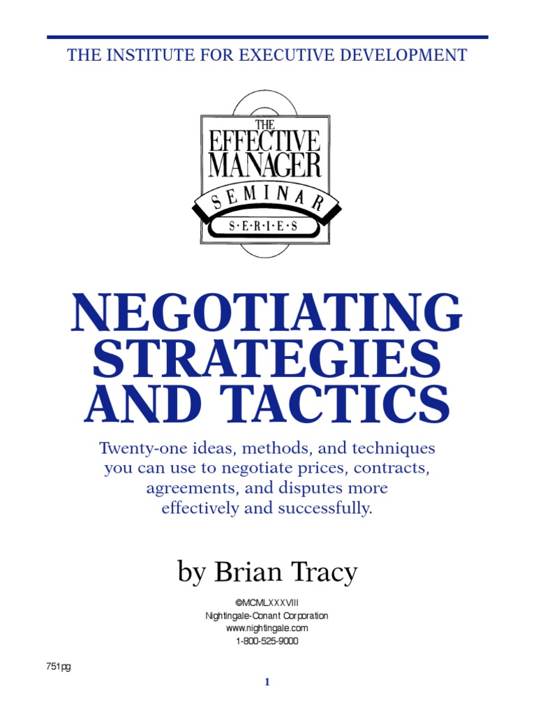 Brian Tracy Negotiating Strategies PDF Negotiation Empathy