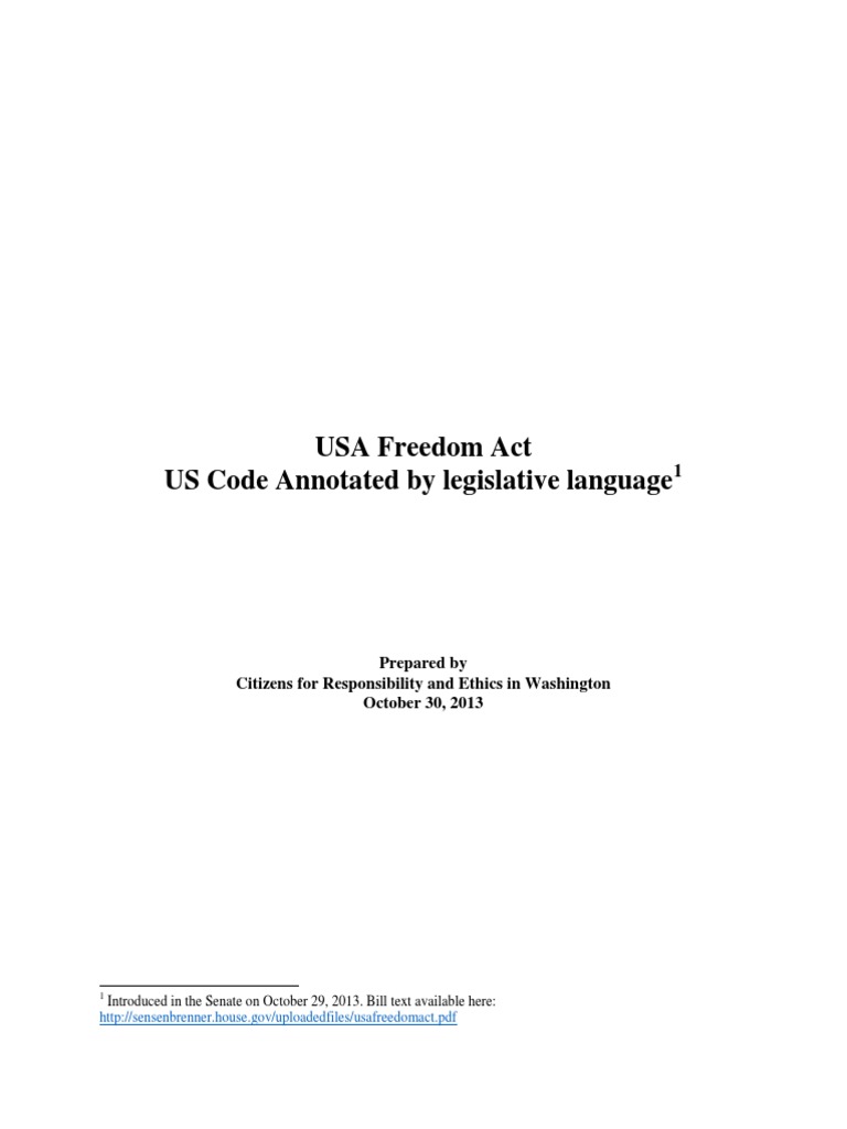 USA Freedom Act Annotated PDF United States Foreign Intelligence