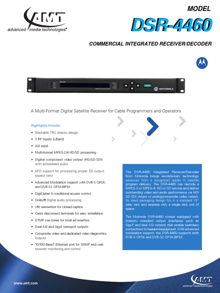 Dsr-4460 Commercial Receiver Decoder Amt | PDF | Video | Satellite ...