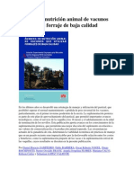 Avances en Nutrición Animal de Vacunos Que Utilizan Forraje de Baja Calidad