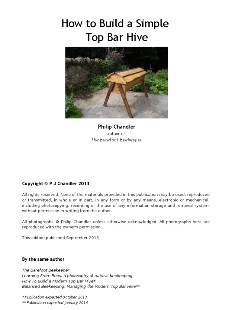 How To Build A Simple Top Bar Hive PDF Beekeeping Beehive