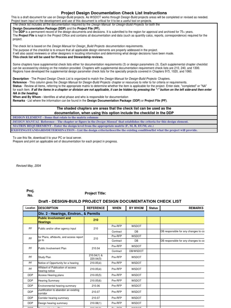 Design Document CHCKLST | PDF | Clean Water Act | Traffic