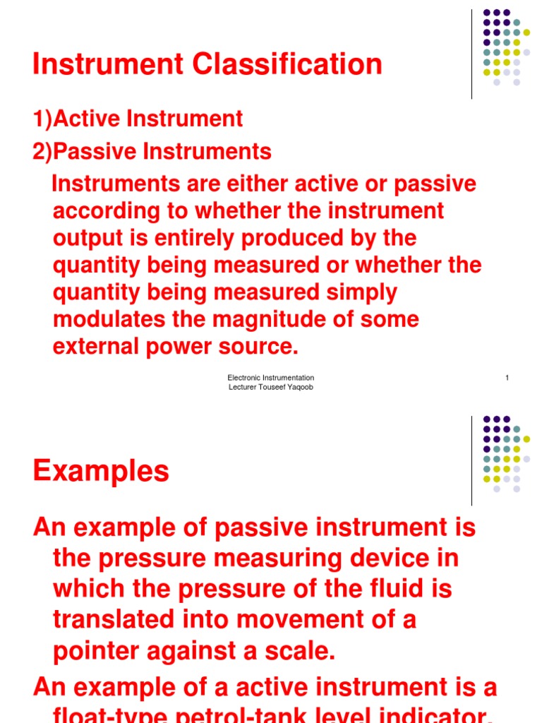 5 Instrument Classification.ppt Measuring Instrument Accuracy And