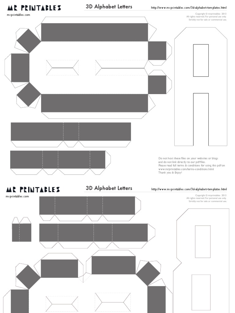 mrprintables 3d alphabet templates a to m pdf all rights reserved property law