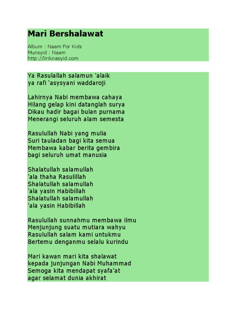 Lirik Nasyid Pdf