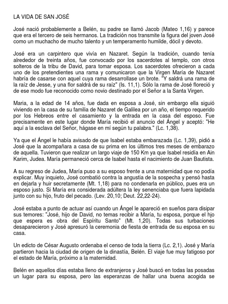 La Vida de San José | PDF | San José | María, madre de Jesús