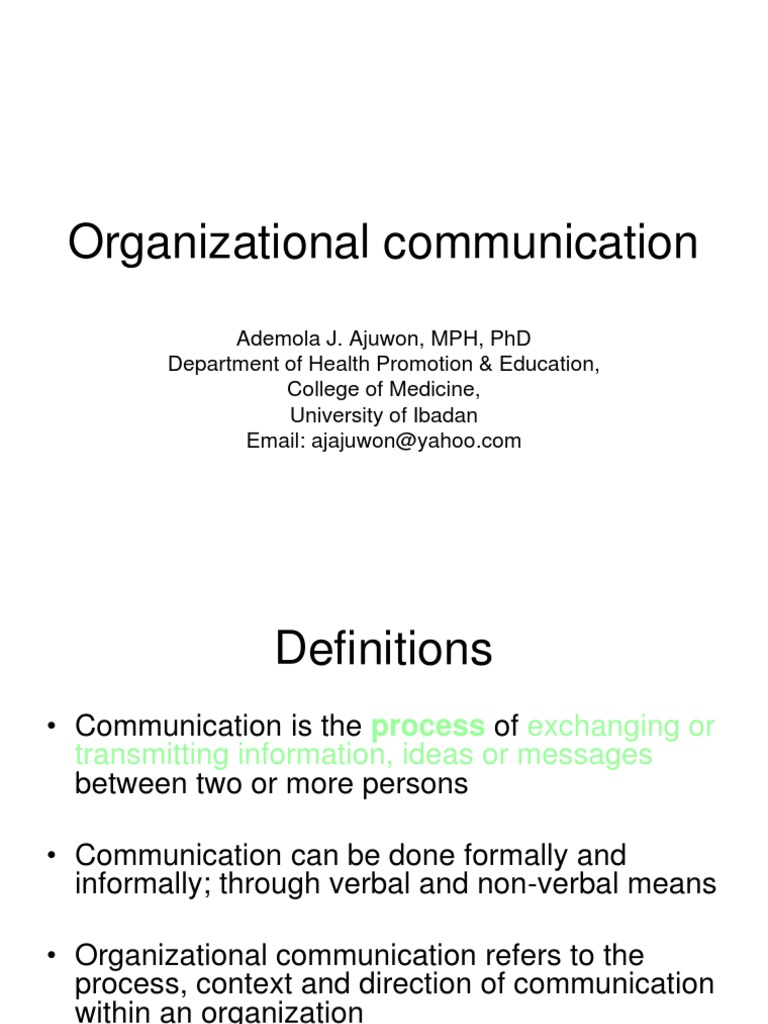 Organizational Communication Pdf Nonverbal Communication