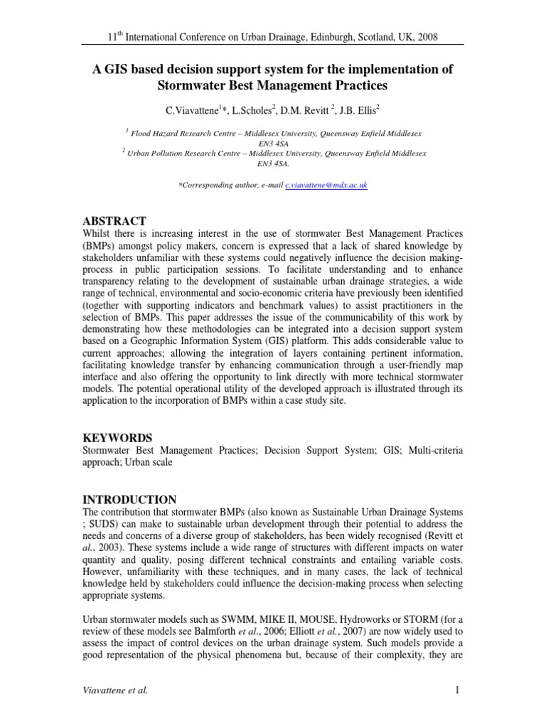 A GIS Based Decision Support System For The Implementation of SW BMPs ...