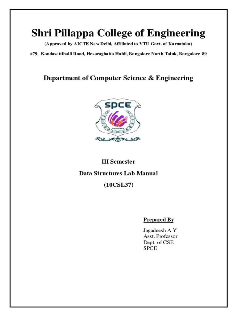 Data Structures Lab Manual PDF PDF Teaching Mathematics Computer