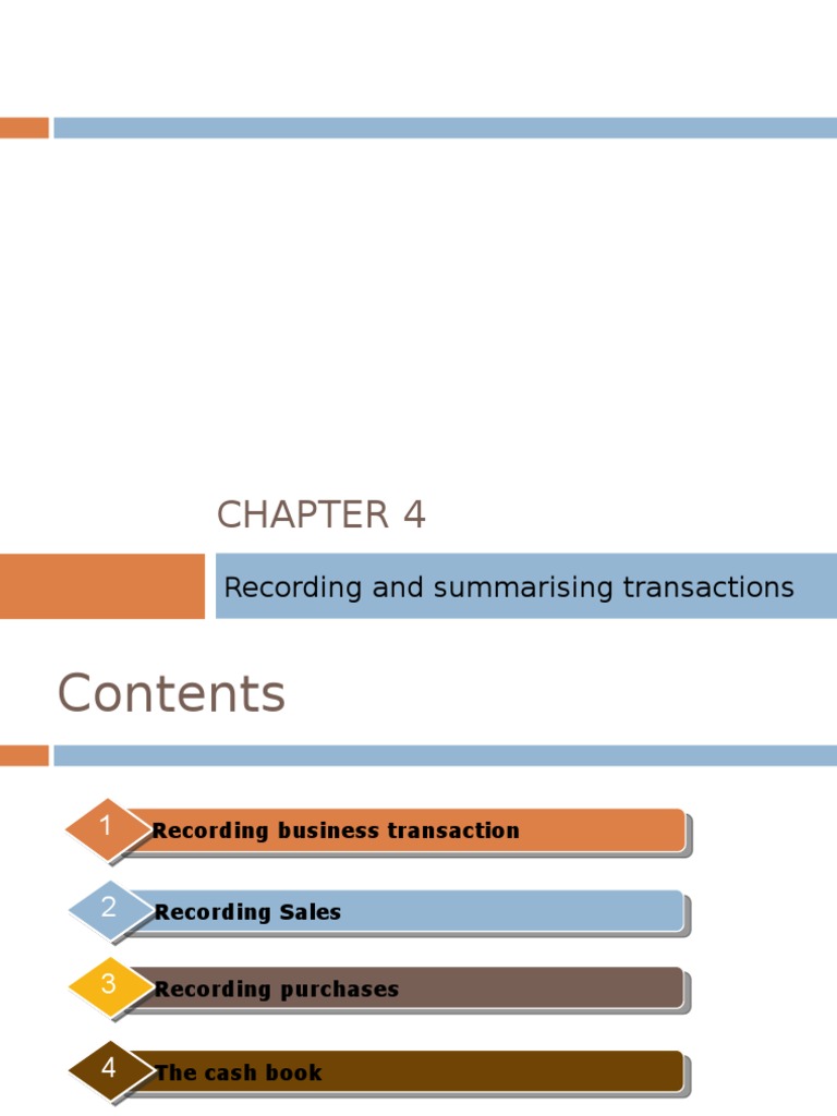 Recording and Summarising Transactions | PDF | Debits And Credits ...