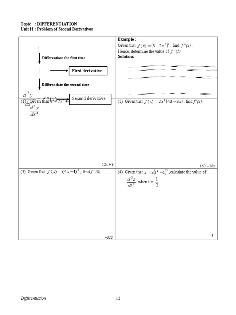 Calculus: Second Derivatives Guide | PDF