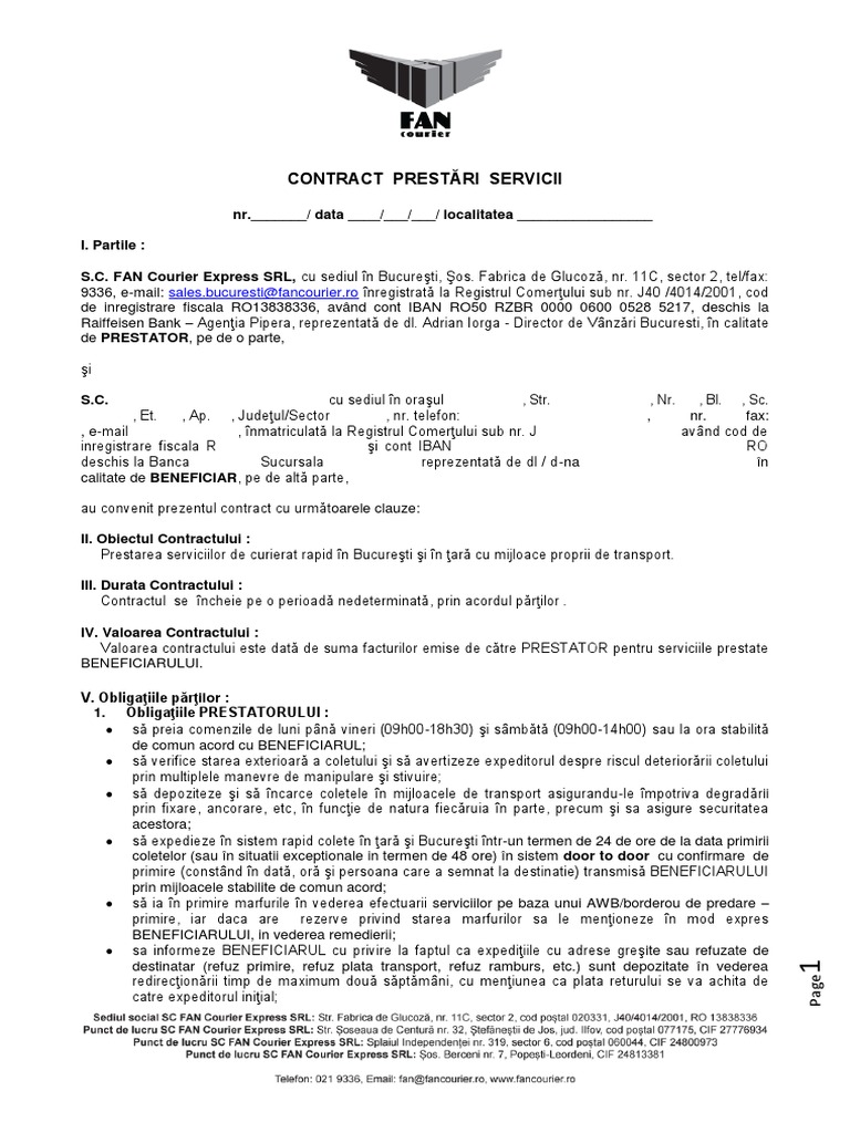 Model Contract Tara
