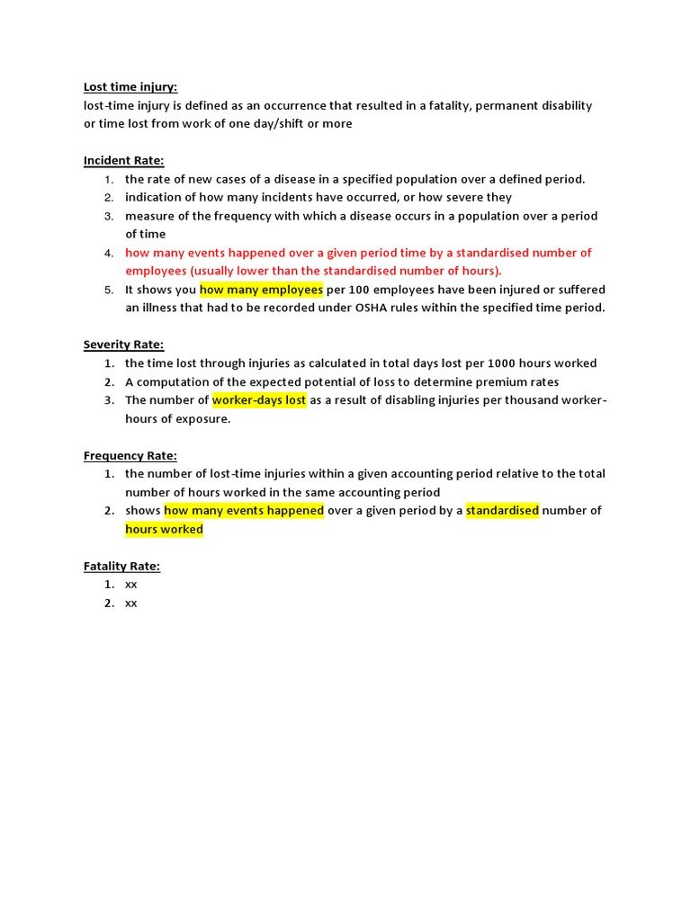 Understanding Lost Time Injuries | PDF
