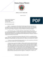 Oneida Nation letter to NFL Commissioner Roger Godell on ongoing effort to dump "Redskins" from Washington team's name/mascot. 