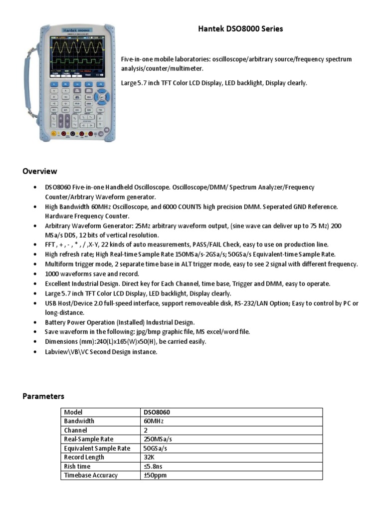 Hantek DSO8000 Series | PDF | Electrical Engineering | Electronics