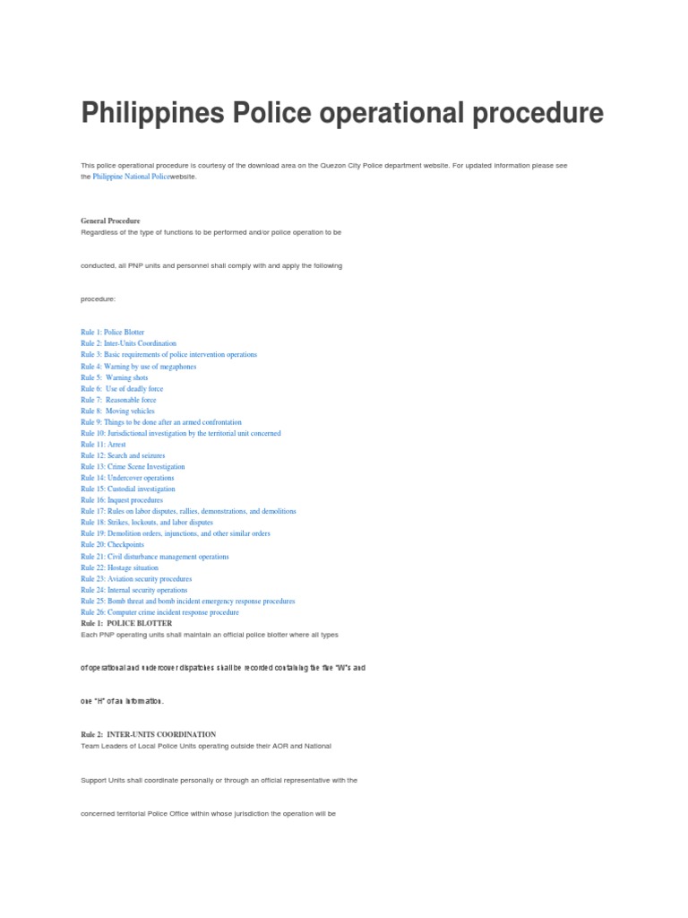 Philippines Police Operational Procedure PDF Search Warrant Search And Seizure