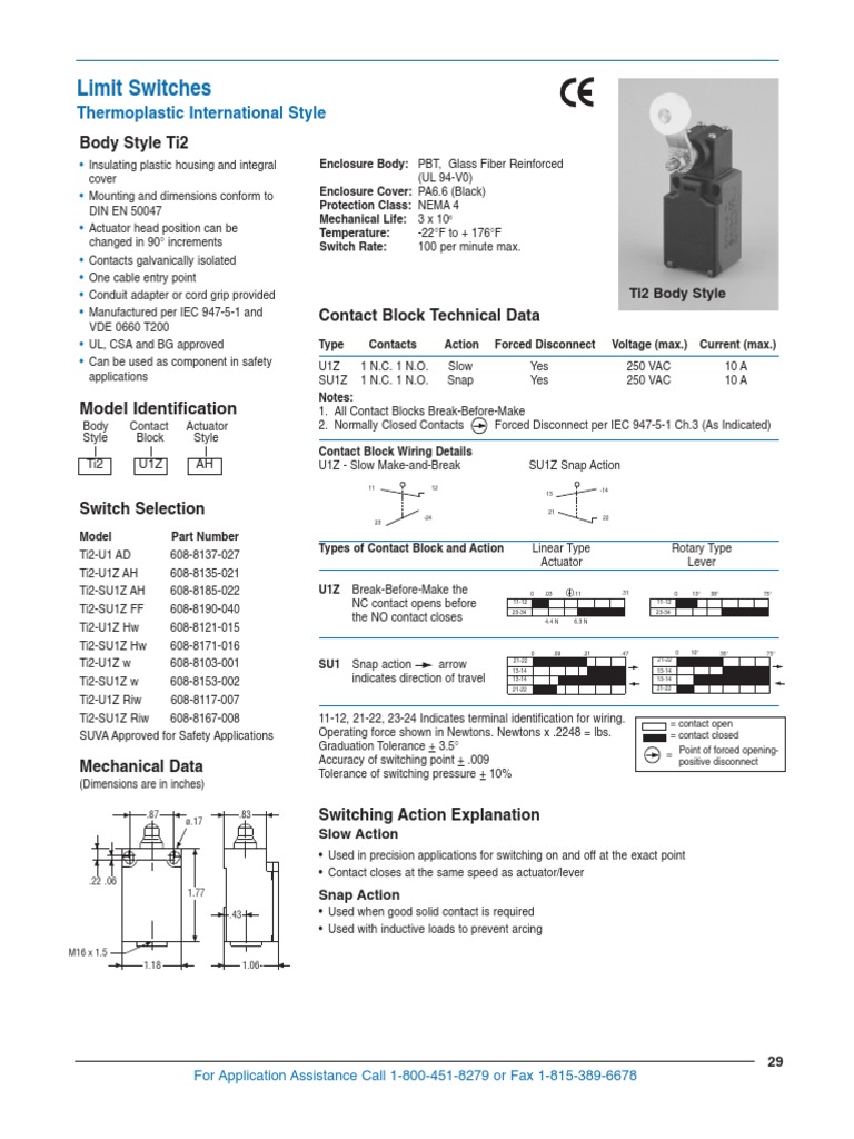 Limit Switches PDF PDF Switch Electrical Wiring