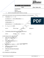 Online Test of Maths On Differentiation PDF