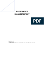 Name : Mathematics Diagnostic Test
