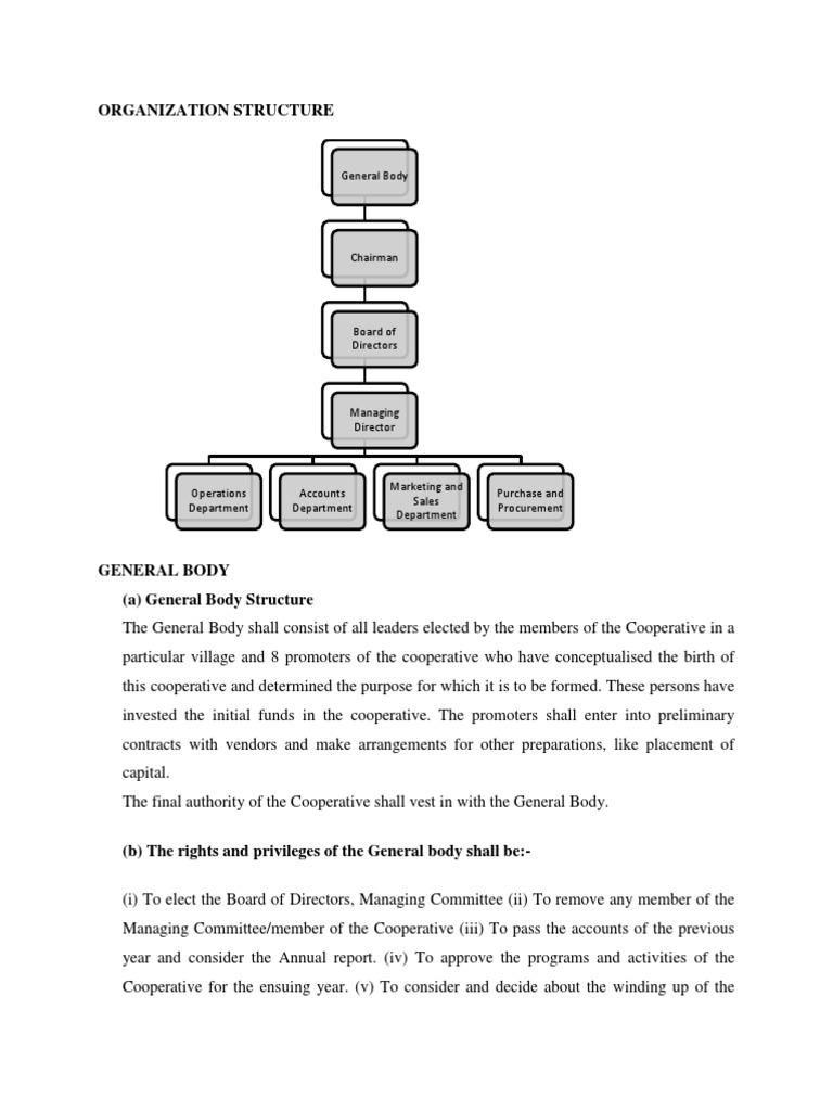 General Body Structure of Cooperative | PDF | Chairman | Board Of Directors