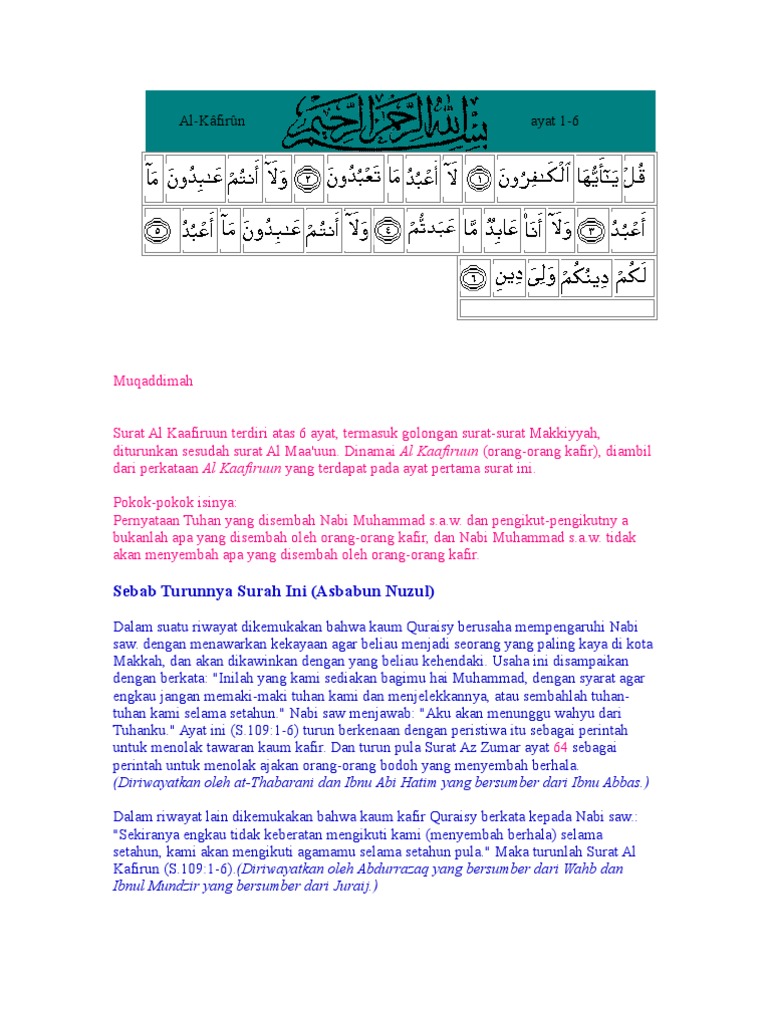 Download 73+ Contoh Surat Al Kafirun Asbabun Nuzul Terbaik Dan Terbaru