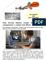 Pais devem limitar tempo de televisão, computador e celular dos filhos