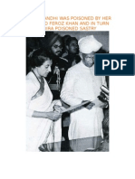 Indira Gandhi Was Poisoned by Her Husband Feroz Khan and in Turn Indira Poisoned Sastry
