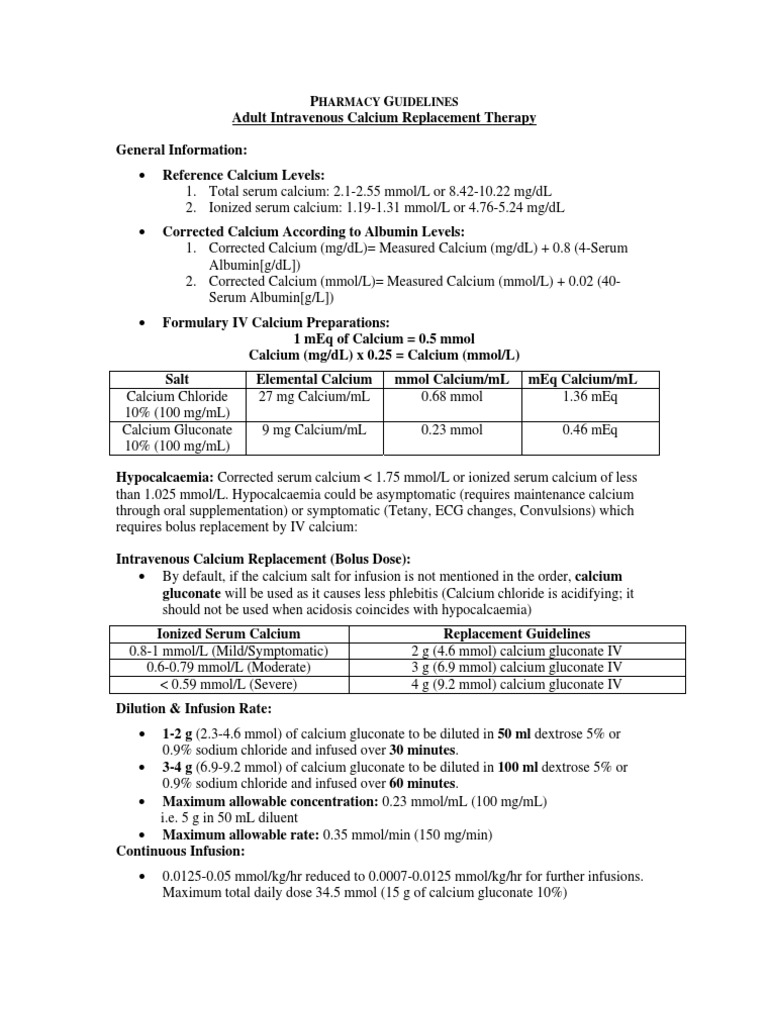 Pharmacy Guidelines 3 Intravenous Therapy Magnesium Free 30day