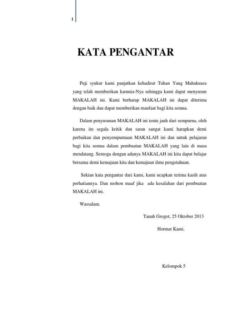 Contoh Kata Pengantar Makalah Kelompok Contoh Makalah