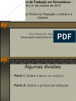 Palestra O Universo Fônico na TRadução III Encontro de Tradutores em Pernambuco 2013